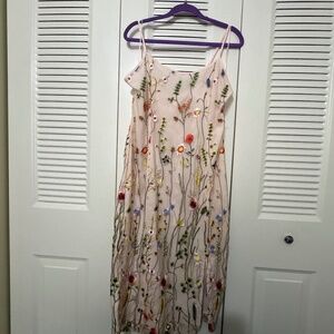 FLORAL STEM CAMI EMBROIDERY DRESS